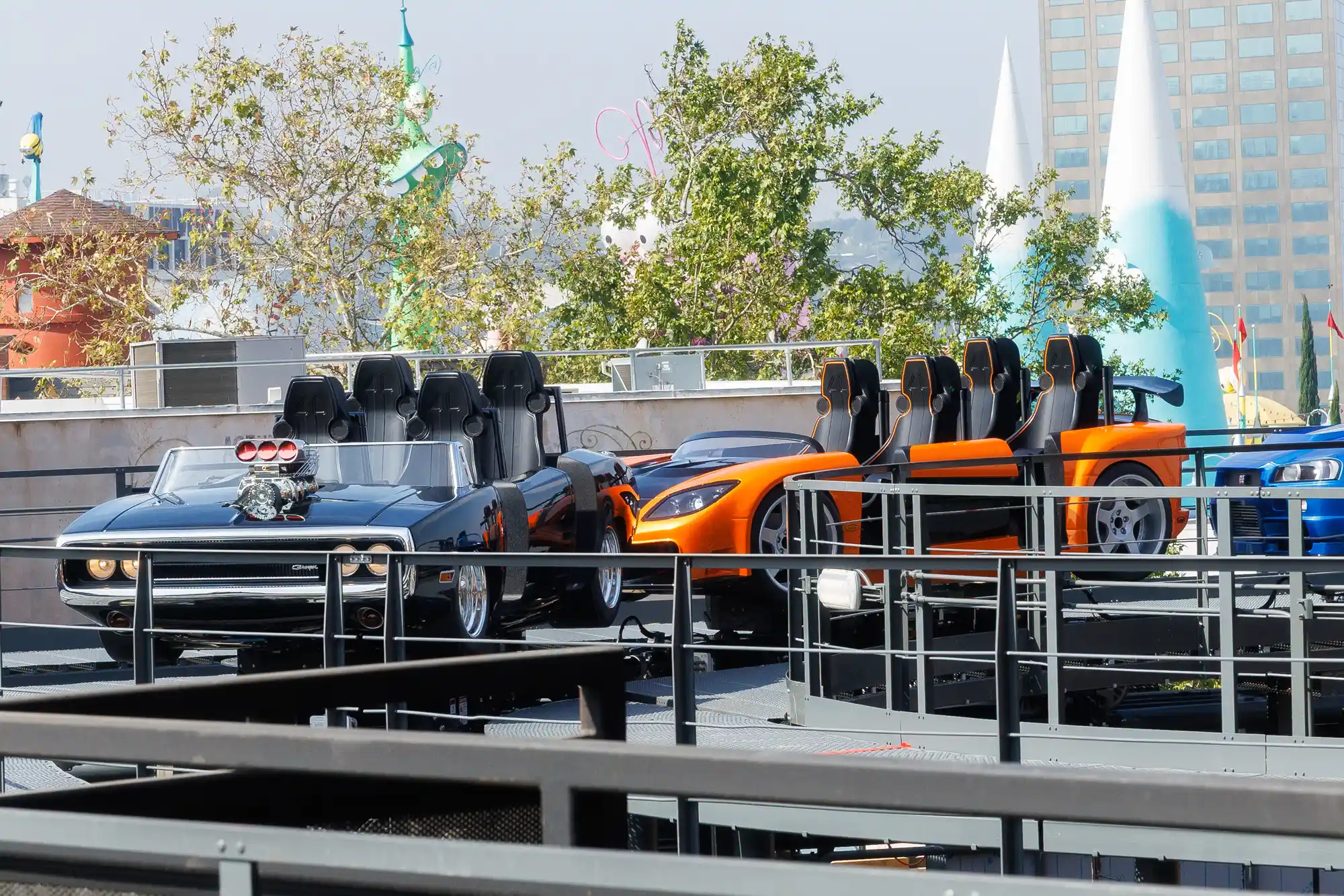 A better look at several new ride vehicles for the new Fast & Furious Hollywood Drift; a new roller coaster ride coming to both Universal Parks in the USA.