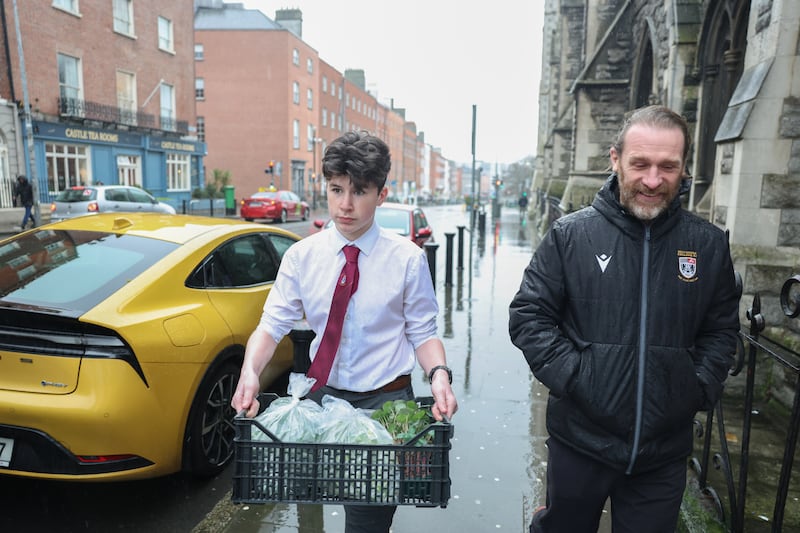 Belvedere College student Conor O'Leary on the way to Chapter One with Simon O'Donnell. Photograph: Enda O'Dowd