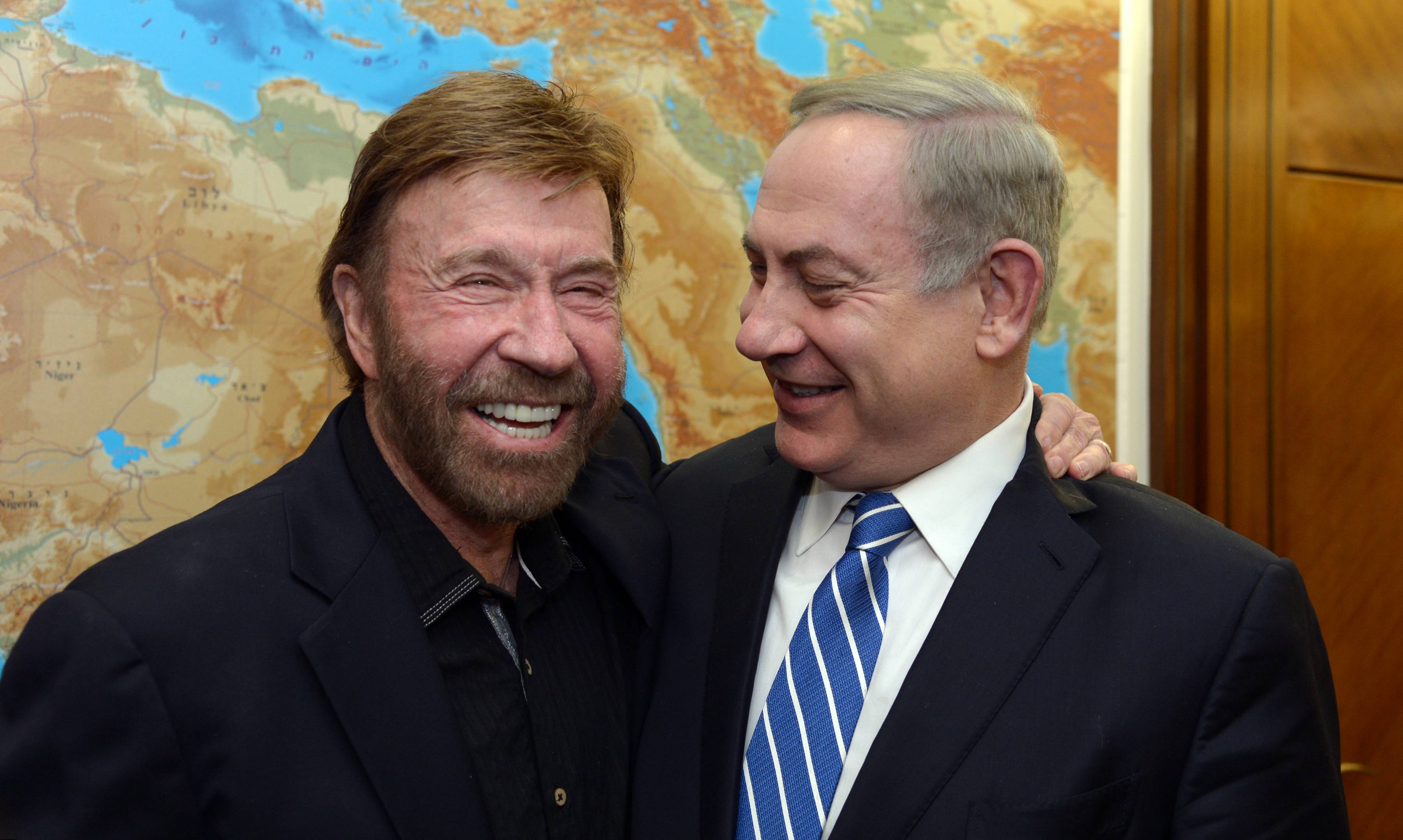Chuck Norris with Israeli Prime Minister Benjamin Netanyahu in 2017