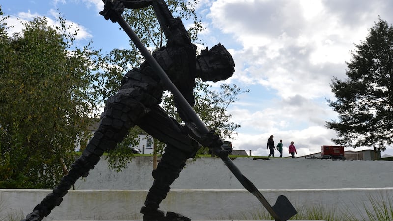 The Turfman sculpture in Bellaghy, Co Derry, where Seamus Heaney grew up and is buried. Photograph: Alan Betson