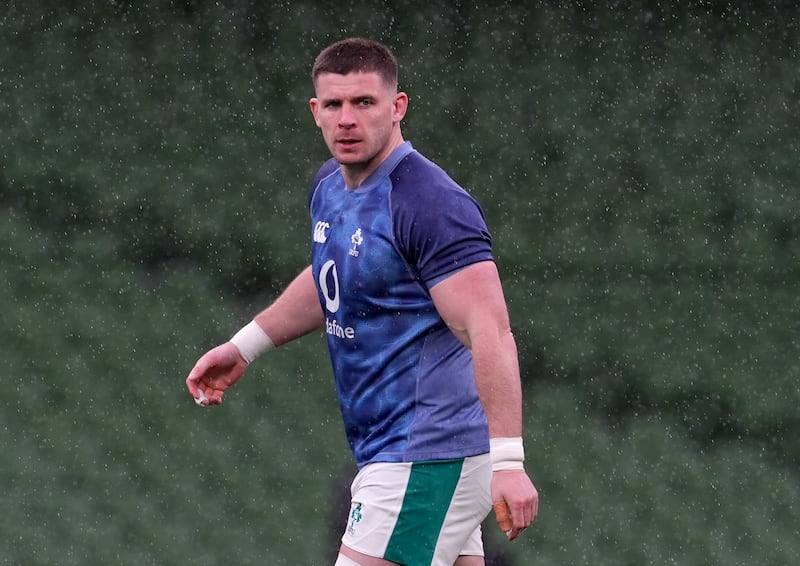 Ireland's Nick Timoney during a team run at the Aviva Stadium. Photograph: Brian Lawless/PA
