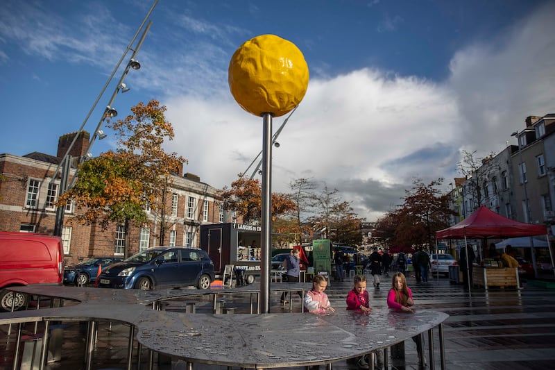 Urban Mirror, a sculpture on Cornmarket Street in Cork by Plattenbaustudio. Photograph: Clare Keogh 

