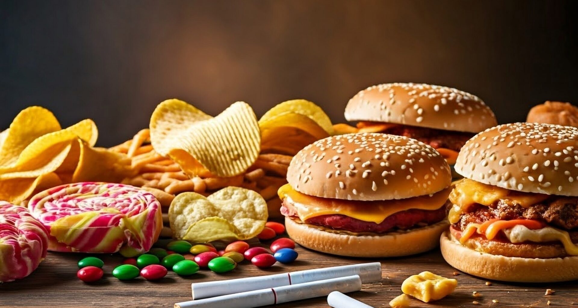 processed junk food and cigarettes