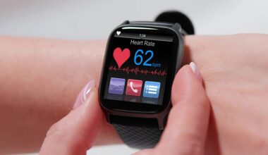 Smart wearable watch showing heartbeat for monitoring
