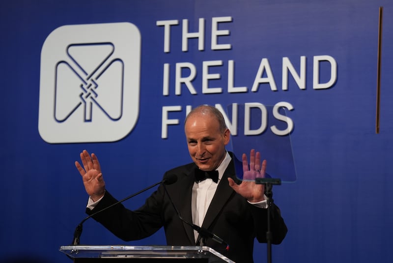 Taoiseach Micheál Martin speaking during the Ireland Funds National Gala at the National Building Museum in Washington, DC, on Monday. Photograph: Niall Carson/PA