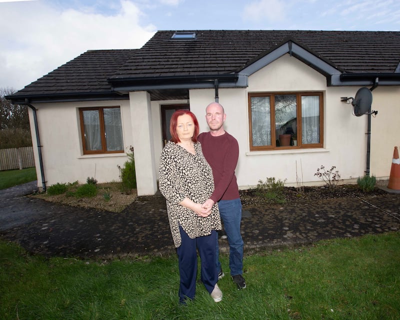 David Stewart and his partner, Trish Hogan, outside their home in Enniscrone. Photograph: Brian Farrell