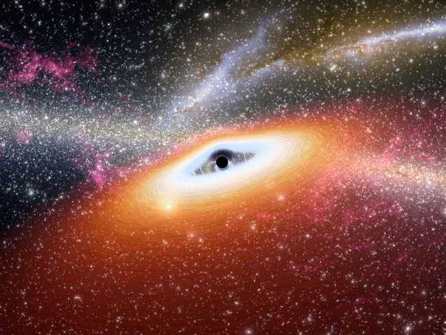 Illustration of a young black hole, such as the two distant dust-free quasars spotted recently by the Spitzer Space Telescope. More photos of black holes of the universe (Credit : NASA/JPL-Caltech)