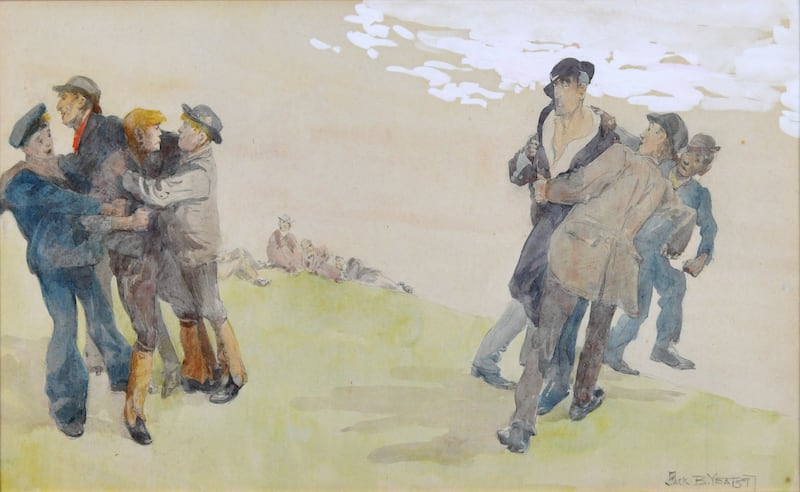 Hold Me Hat Till I Tear 'Un (Let me at him) by  Jack B Yeats (€8,000-€12,000) at Gormley's auction