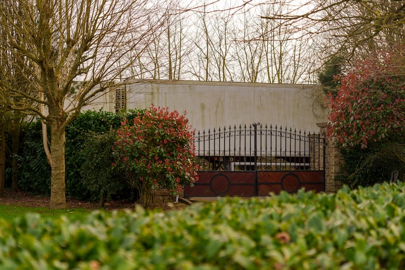 Steel containers blocking the entrance to the house in Co Meath. Photograph: Barry Cronin 
