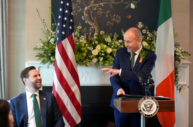 The Taoiseach congratulated JD Vance and his wife Usha on the news they are expecting their fourth child. Photograph: Niall Carson/PA Wire 