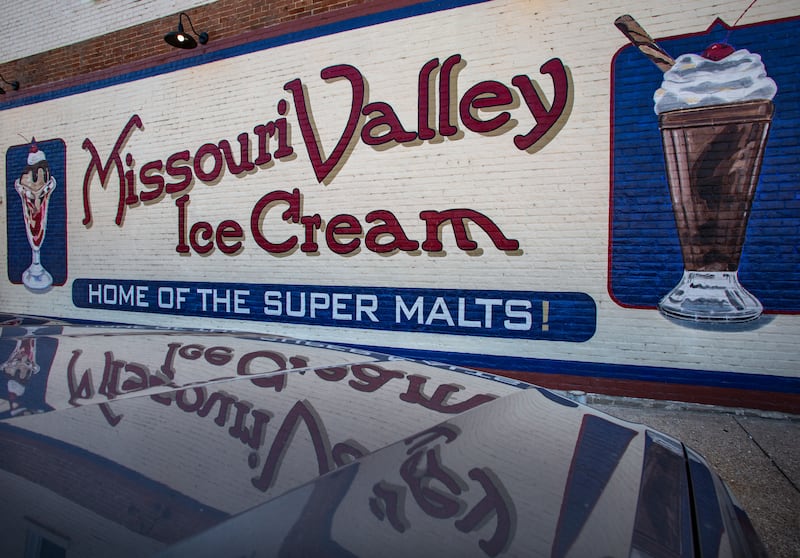 A downtown wall mural for Missouri Valley Ice Cream in Hermann, Missouri. Photograph: George Rose/Getty Images