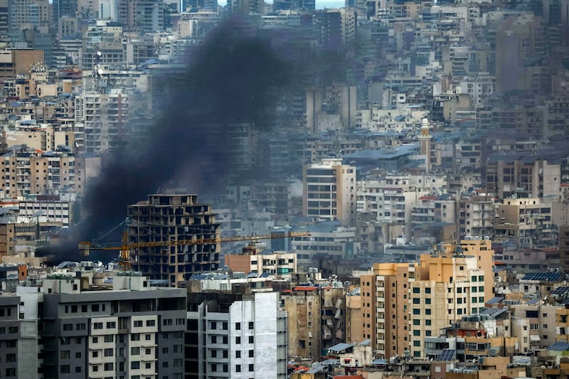 Smoke rises from the site of an Israeli air strike that targeted an area in Beirut's southern suburbs on March 30th, 2026. Photograph: Ibrahim Amro/ AFP via Getty Images