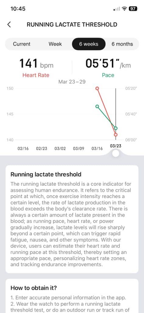 Lactate threshold Amazfit