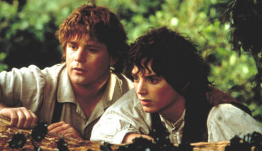 THE LORD OF THE RINGS: THE FELLOWSHIP OF THE RING, Sean Astin as Samwise Gamgee, Elijah Wood as Frodo Baggins, 2001