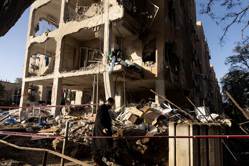Destroyed buildings after an Iranian missile strike on March 22nd, 2026 in Arad, Israel.  Photograph: Getty Images