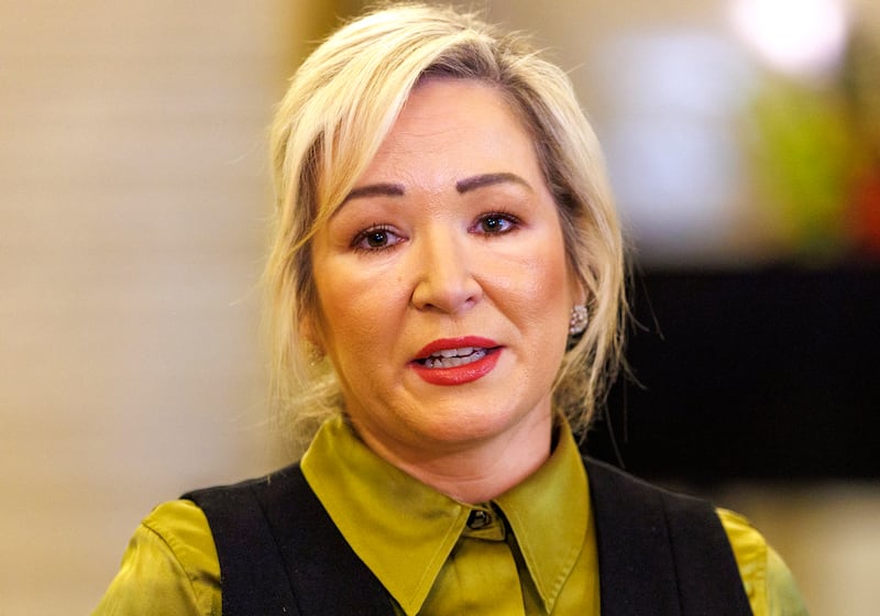 Northern Ireland's first minister Michelle O’Neill last month said she could not travel to Washington DC while the US administration was “threatening to annex and steal” the land of the Palestinian people. Photograph: Liam McBurney/PA Wire	