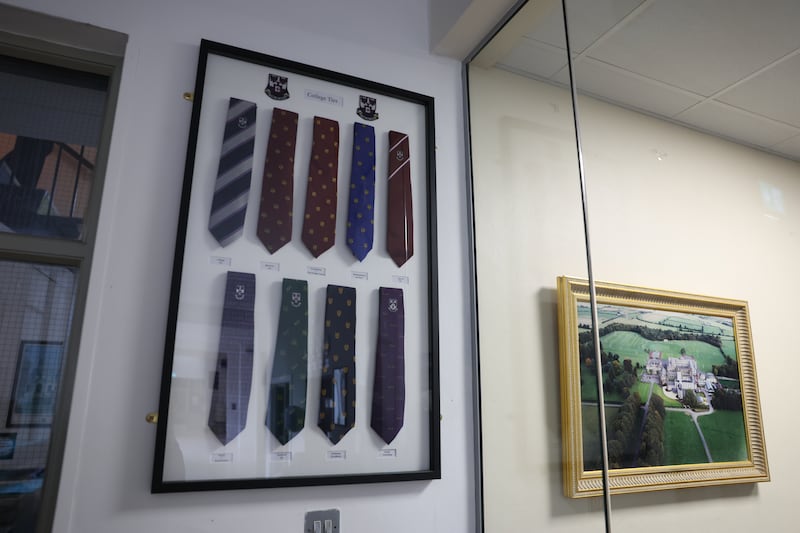 Ceremonial ties from Clongowes Wood College denoting various achievements. Photograph: Enda O'Dowd