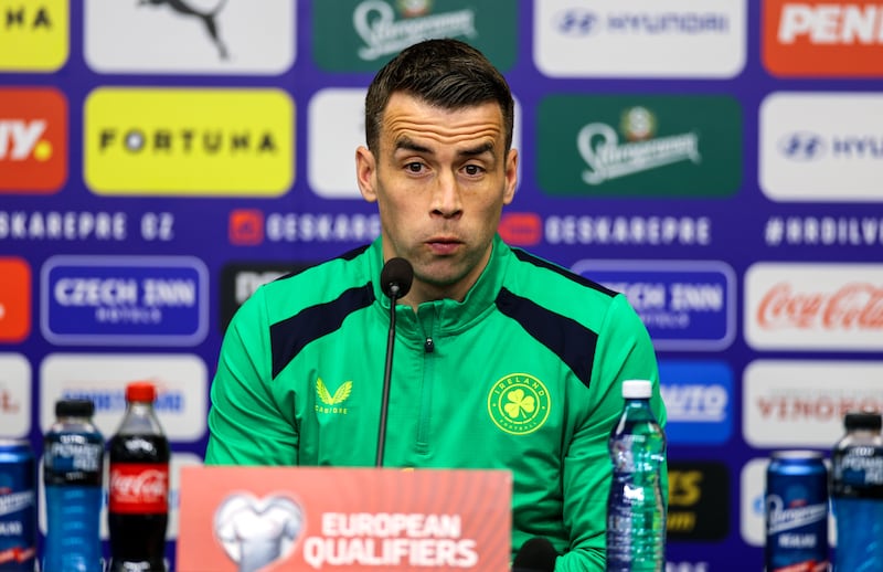 Séamus Coleman in press conference. Photograph: Ben Brady/Inpho