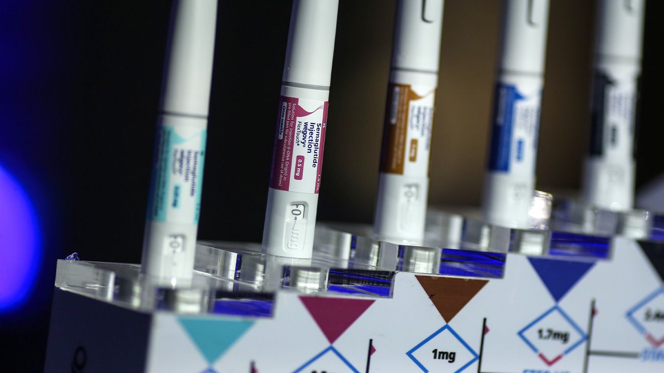 GLP-1 pens in a display