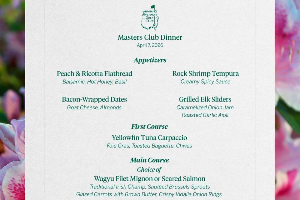 Rory McIlroy's menu