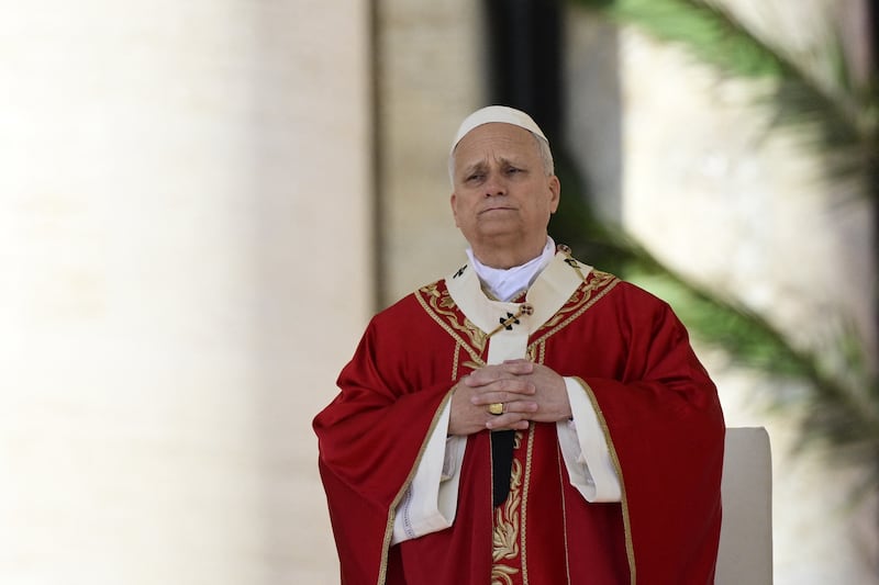 Pope Leo XIV leads a mass for Palm Sunday at St Peter's square in the Vatican on Sunday. Photograph: Tiziana Fabi/AFP via Getty Images