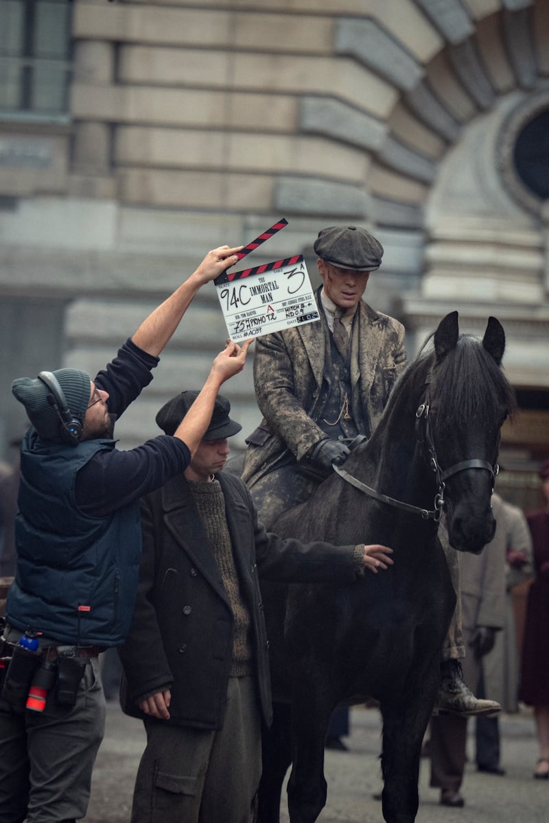 Cillian Murphy as Tommy Shelby on the set of Peaky Blinders: The Immortal Man. Photograph: Robert Viglasky/Netflix
