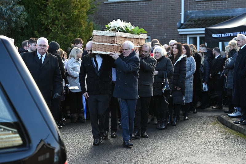 Family members carry McNally's after her funeral service at her parents's home in Lurgan in 2022. Photograph: Oliver McVeigh/PA Wire 