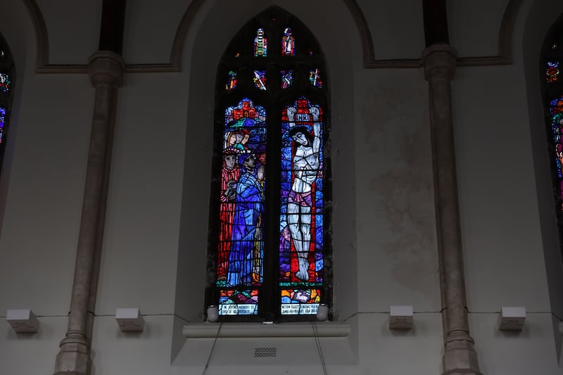A stained glass window by celebrated Irish artist Evie Hone in the chapel at Clongowes. Photograph: Enda O'Dowd 