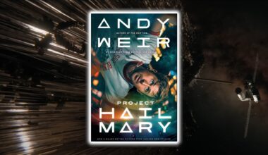 Project Hail Mary book cover shown in front of a screenshot of the Project Hail Mary movie.