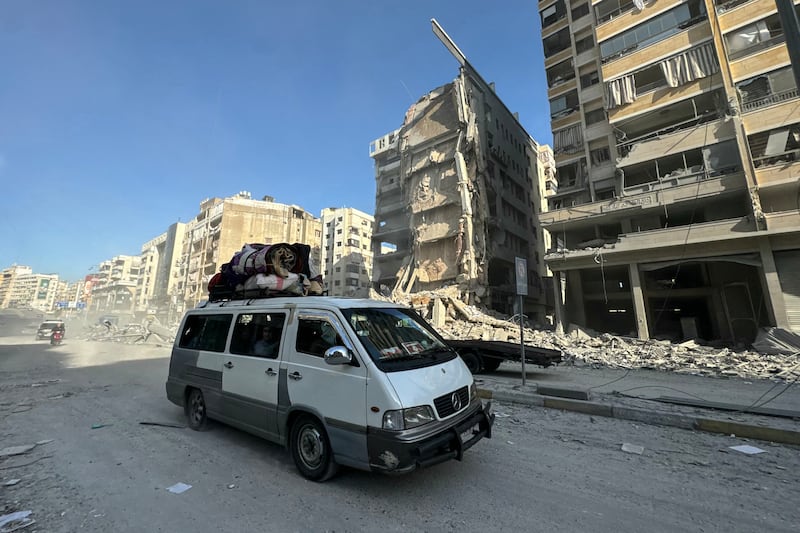 The aftermath of overnight Israeli air strikes in the southern suburbs of Beirut on Friday morning. Photograph: AFP/Getty 