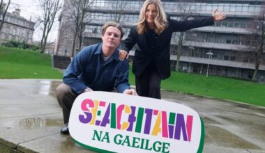 Conor Curley and Róisín Seoighe are the ambassadors for Seachtain na Gaeilge 2026.