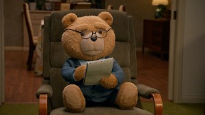 Ted the teddy bear in Peacock's "Ted" spinoff series from Seth Macfarlane