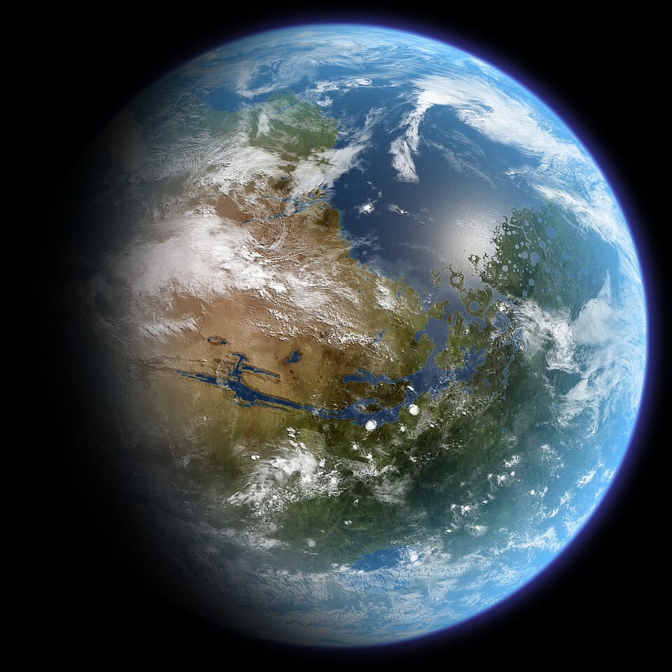 Realistic image of a completely terraformed Mars. Credit - Daein Ballard