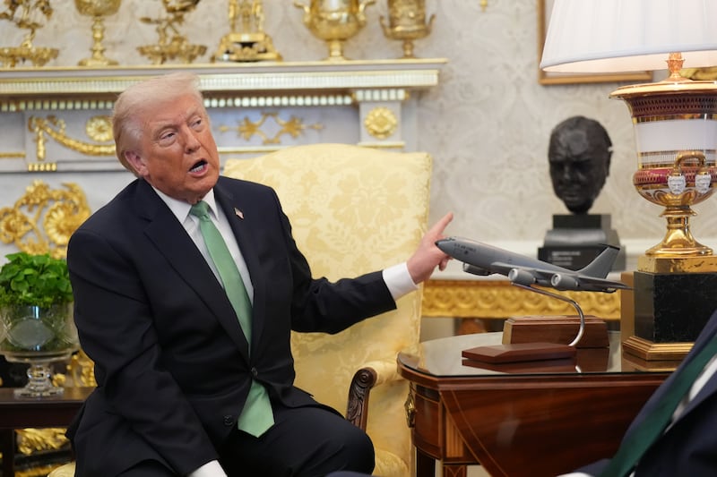 Highlighting a bust of Winston Churchill in the Oval Office, Donald Trump said: “Keir [Starmer] is not Winston Churchill.” Photograph: Niall Carson/PA Wire 