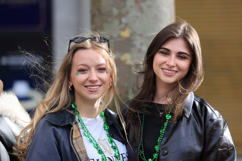 Katie Locke and Mary Jordan Janeski, Virginia, at the national St. Patrick’s Day parade 2026 in Dublin City centre. Photograph: Dara Mac Dónaill / The Irish Times















