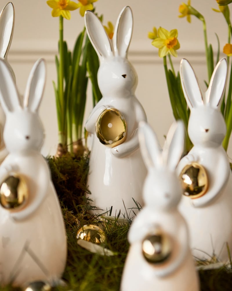 Easter bunny with egg in a range of sizes, priced at €10, €12, €15