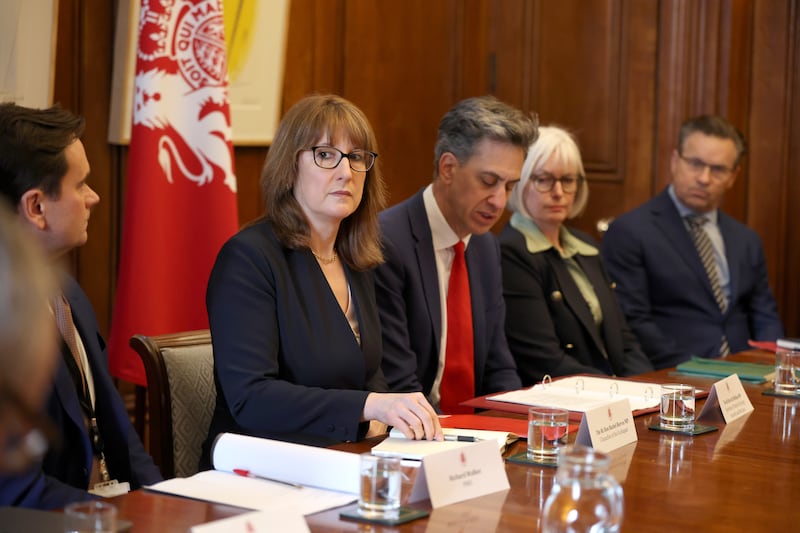 UK chancellor of the exchequer Rachel Reeves during a roundtable with petrol retailers and energy suppliers, hosted at 11 Downing Street, Westminster, on Friday. Photograph: Dan Kitwood/PA Wire