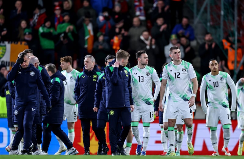 Ireland players were left feeling sunk after their defeat in the Czech Republic. Photograph: Ben Brady/Inpho