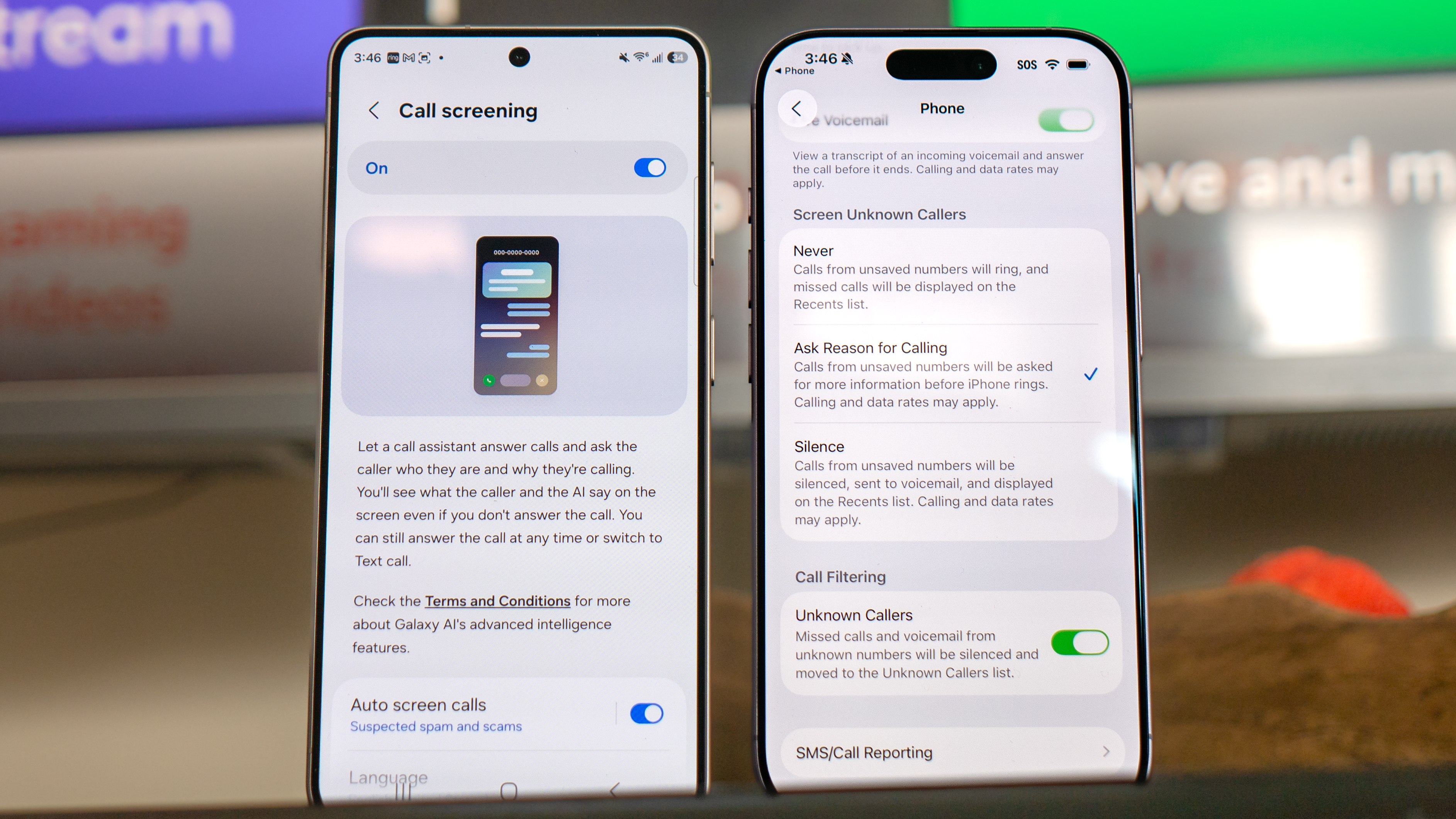 Galaxy S26 vs iPhone 17 Call Screen.