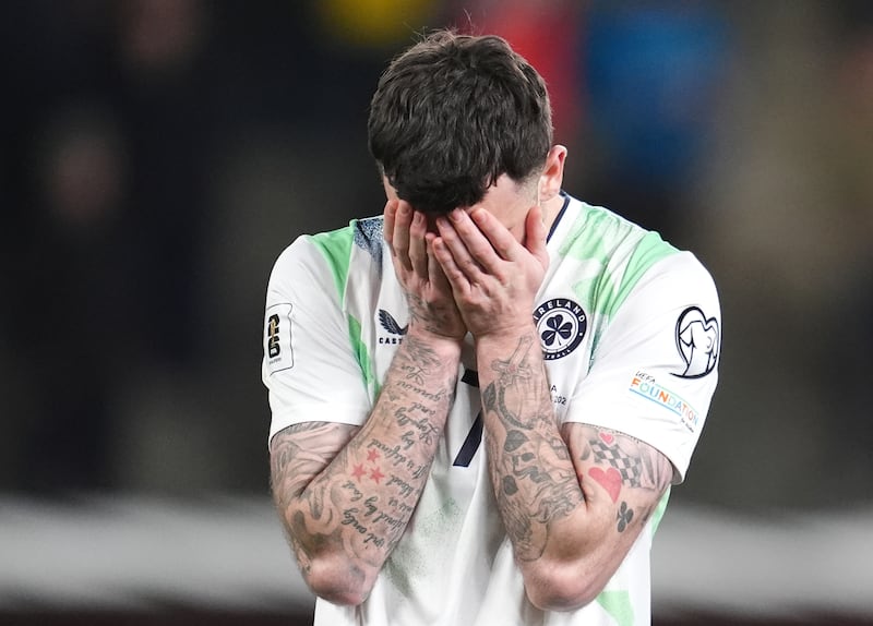 Troy Parrott scored two penalties in the Czech Republic but that wasn't enough for Ireland to win. Photograph: PA 