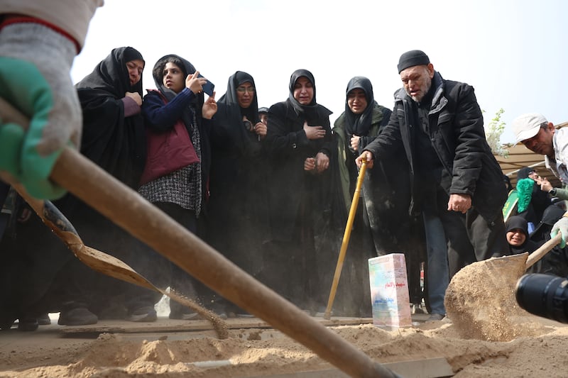Iranians attend funeral ceremonies for victims of the war between Iran, Israel and the US, at the Behesht Zahra cemetery in southern Tehran, Iran. Photograph: EPA