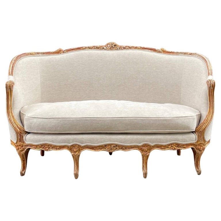 Antique French Louis Xvi Sofa With Carved Details