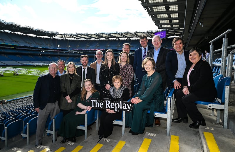 Among those in attendance during the launch for The Replay on Monday were TBWA Ireland chief executive Deirdre Waldron, Aonghus Ó Muircheartaigh, RTÉ director general Kevin Backhurst, GAA community and health manager Colin Regan and Cathryn O'Leary from the Alzheimer Society of Ireland. Photograph: Brendan Moran/Sportsfile