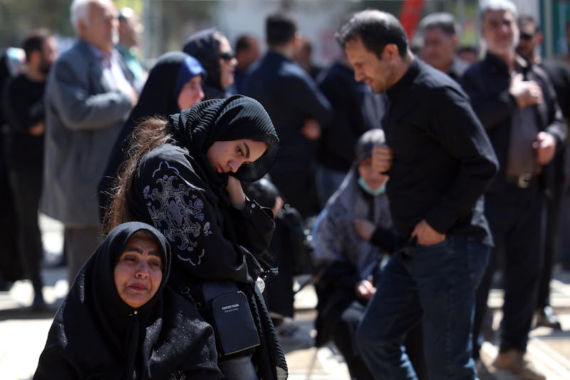 Iranian women mourn during a funeral for victims of the Middle East war at the Behesht Zahra cemetery in southern Tehran on Thursday. Photograph: AFP via Getty Images