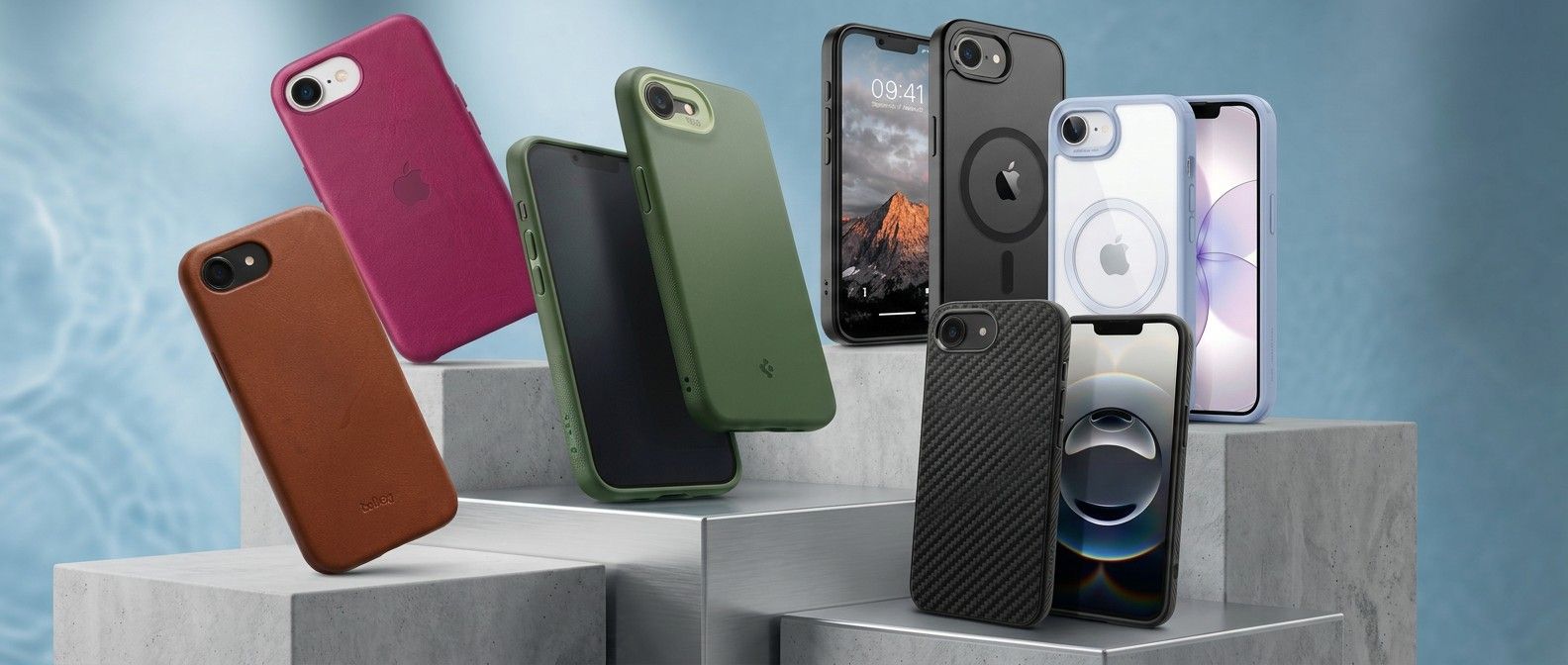 iPhone 17e cases in a product showcase