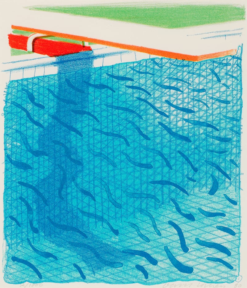 David Hockney's Pool Made with Paper and Blue Ink for Book, 1980 (€25,000-€35,000), for sale at Whyte’s
