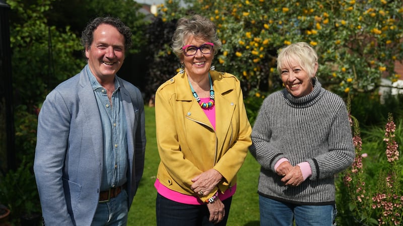 Greatest Gardens: Diarmuid Gavin, Prue Leith and Carol Klein. Photograph: BBC NI/Waddell Media