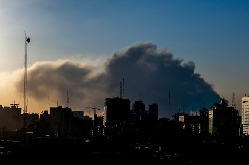 Plumes of smoke rise over the skyline in Tehran, Iran. Photograph: Getty Images