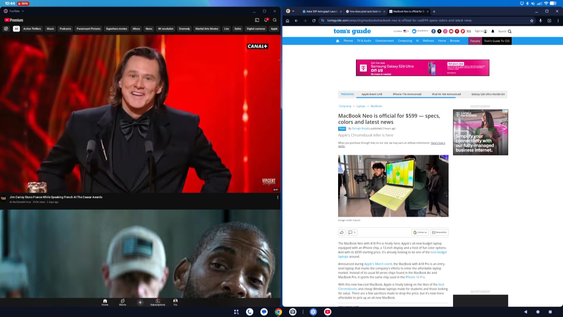 Screenshots showing Pixel 10a desktop mode.