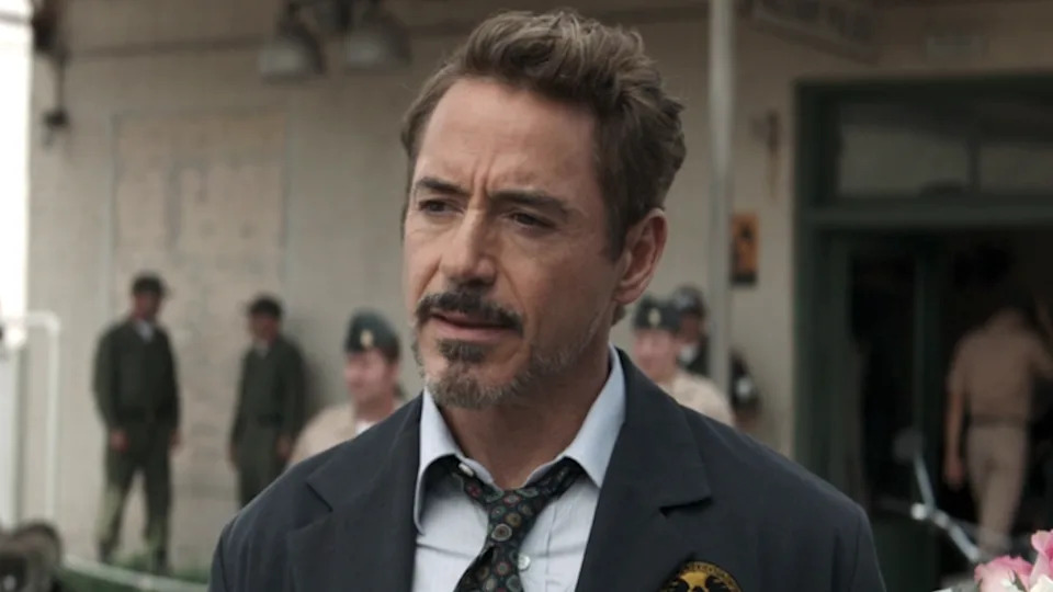 Robert Downey Jr. as Tony Stark in a suit in Avengers: Endgame.